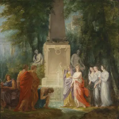 Dichter trinken am Kastalischen Quell das Wasser der Wahrheit von Heinrich Friedrich Füger