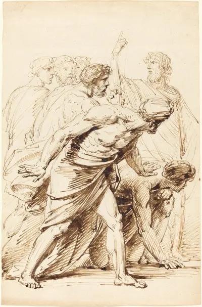 Sieben Männer in antiker Kleidung von Heinrich Friedrich Füger