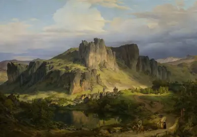 Landscape from the Eifel mountains av Karl Friedrich Lessing