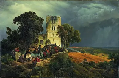The Siege (Defense of a Church Courtyard During the Thirty Years’ War) av Karl Friedrich Lessing