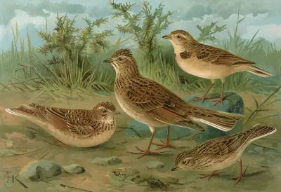 Alauda arvensis, Calandrella brachydactyla, Calandrella pispoletta von Johann Friedrich Naumann