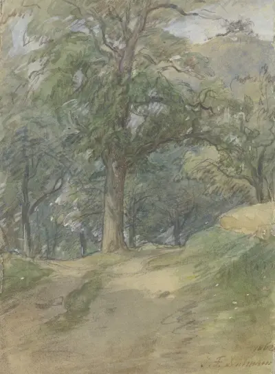 Sunny forest path av Jakob Fürchtegott Dielmann
