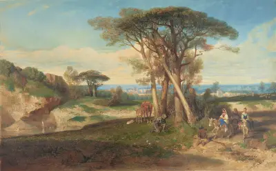 A study for Paysage (Don Quichotte) von Alexandre-Gabriel Decamps