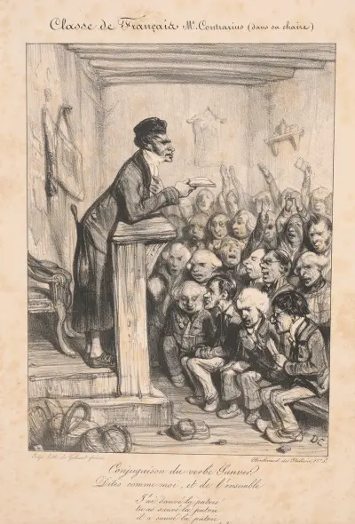 [French class, Mr. Contrarius (on his pulpit) von Alexandre-Gabriel Decamps