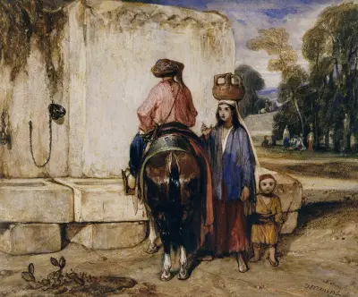 The Watering Place von Alexandre-Gabriel Decamps