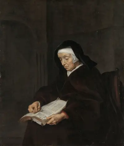 Old Woman Meditating, Gabriel Metsu