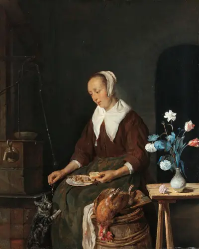 The Cat’s Breakfast, Gabriel Metsu