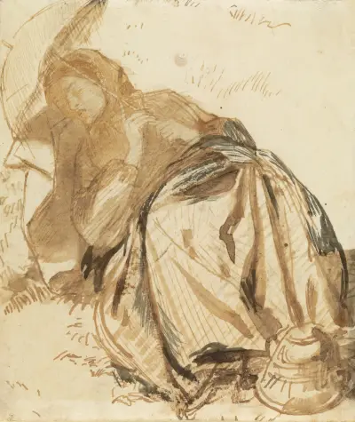 Portrait of Elizabeth Siddal Resting, Holding a Parasol av Dante Gabriel Rossetti