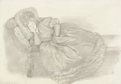 Study of Fanny Cornforth, asleep on a chaise-longue av Dante Gabriel Rossetti