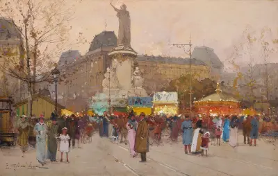 La Place du Republic, Paris av Eugène Galien-Laloue