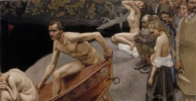 By The River Of Tuonela, Study For The Jusélius Mausoleum Frescos av Akseli Gallen-Kallela