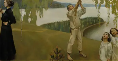 Spring, Study For The Jusélius Mausoleum Frescos av Akseli Gallen-Kallela