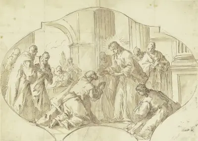 Christus reicht den Aposteln das Abendmahl, Gaspare Diziani