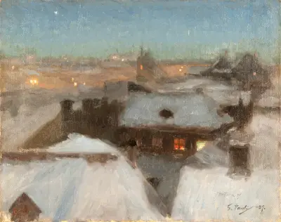 Winter Evening at Söder, Stockholm, Georg Pauli