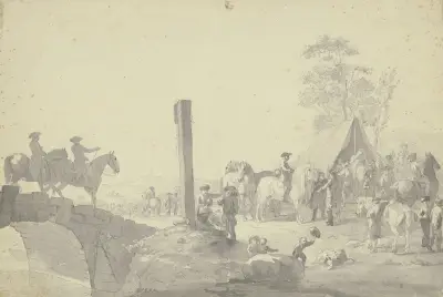 Szene mit Soldaten im Lager von Johann Georg Pforr