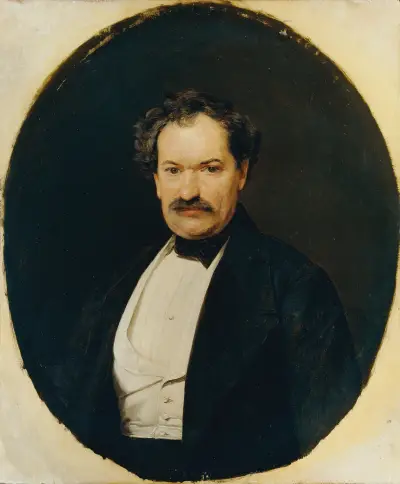 Herr in schwarzem Rock mit weißer Weste von Ferdinand Georg Waldmüller