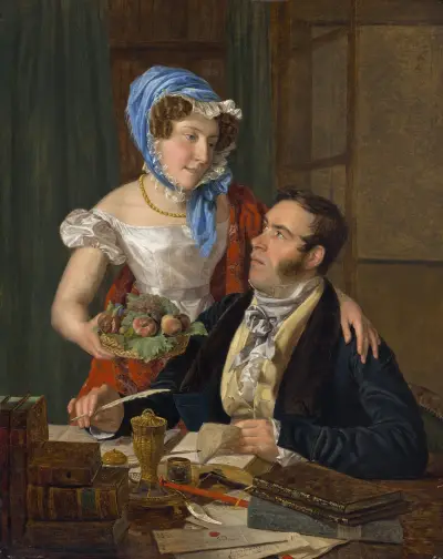 Der Kartograf Professor Josef Jüttner und seine Frau von Ferdinand Georg Waldmüller