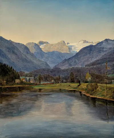 Pohled na jezero Altaussee a Dachstein, Ferdinand Georg Waldmüller