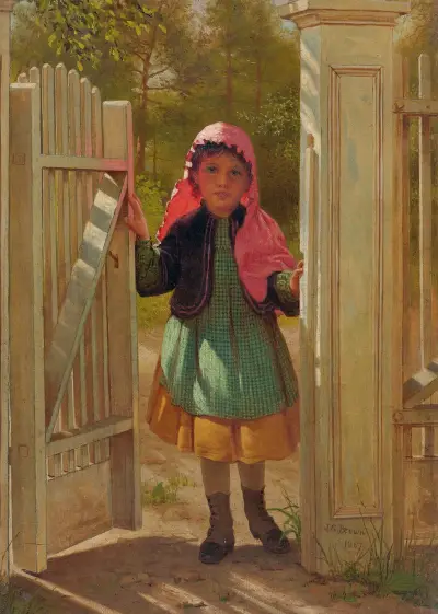 Girl At The Doorway von John George Brown