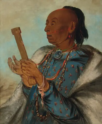 Ah-Tón-We-Tuck, Cock Turkey, Repeating His Prayer von George Catlin