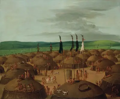 Bird’s-Eye View of The Mandan Village, 1800 Miles Above St. Louis von George Catlin