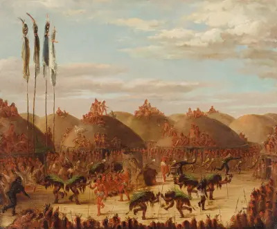 Bull Dance, Mandan O-Kee-Pa Ceremony von George Catlin