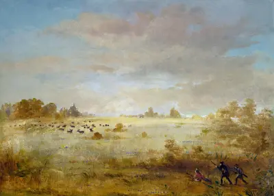 Elk Grazing on an Autumn Prairie von George Catlin
