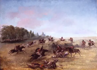 Mounted War Party Scouring A Thicket von George Catlin
