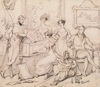 A Family Group Around a Piano, George Chinnery