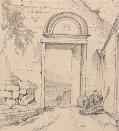Peasant Seated by a Doorway, George Chinnery