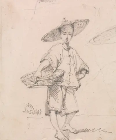 Young Coolie with a Basket, George Chinnery