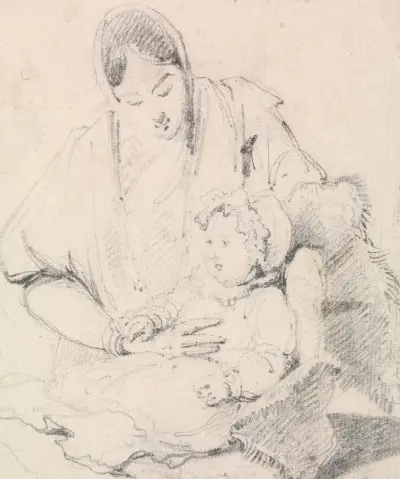 Young Indian Nurse with English Child, George Chinnery