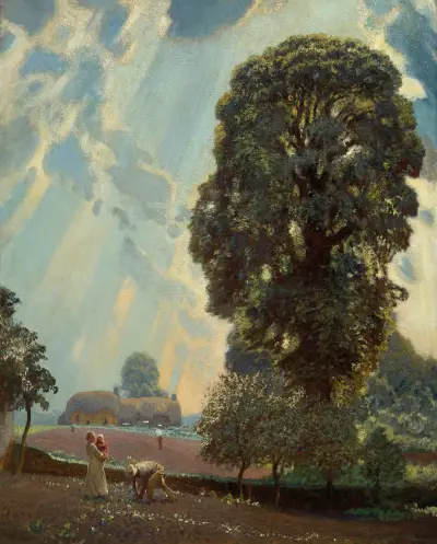 Rejoicing after the rain; Early Summer av Sir George Clausen
