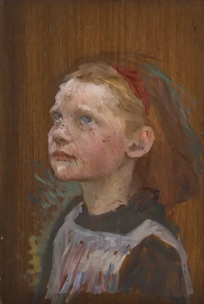 Study of a girl av Sir George Clausen