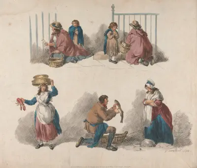 Five studies of Peddlers av George Morland