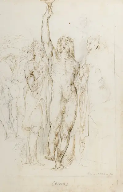 A study of Comus carrying his cup av George Richmond