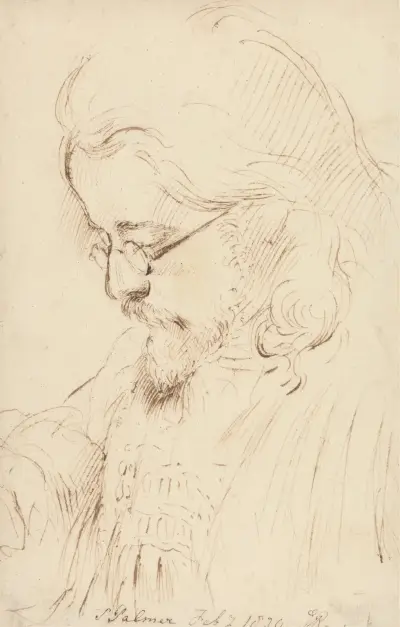 Portrait of Samuel Palmer, Head and Shoulders av George Richmond