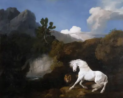 Horse Frightened by a Lion av George Stubbs