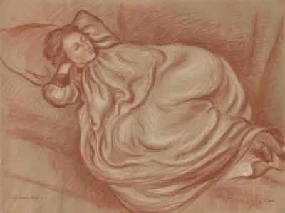 Reclining Girl with Wide Dress av Georges Lemmen
