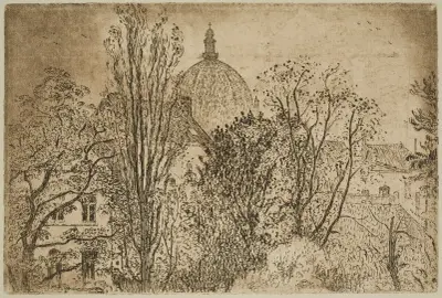 View in Schaerbeek with the Dome of the Royal Saint-Maria Church in the Background av Georges Lemmen