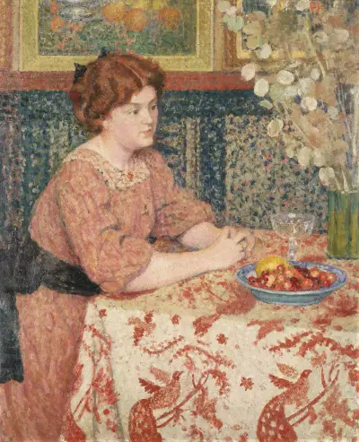 Young Woman with Cherries av Georges Lemmen