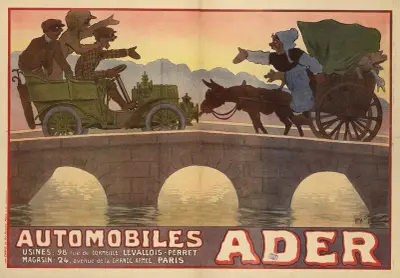 Automobiles Ader. Usines, 98 rue de Cormeilles, Levallois-Perret – Magasin, 24 avenue dela Grande-Armée, Paris av Georges Meunier