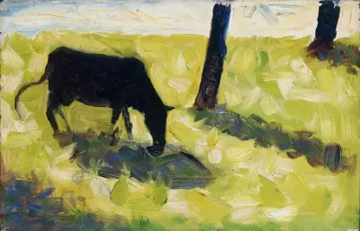 Black Cow in a Meadow av Georges Seurat