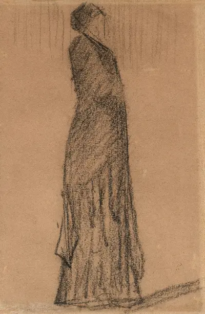 Femme debout tournée à droite av Georges Seurat