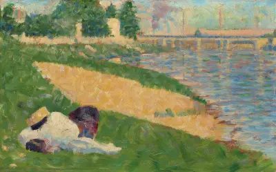 The Seine with Clothing on the Bank (Study for Bathers at Asnières ) av Georges Seurat