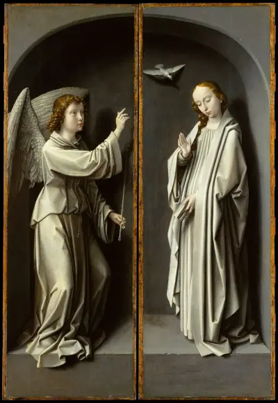Archangel Gabriel; The Virgin Annunciate av Gerard David