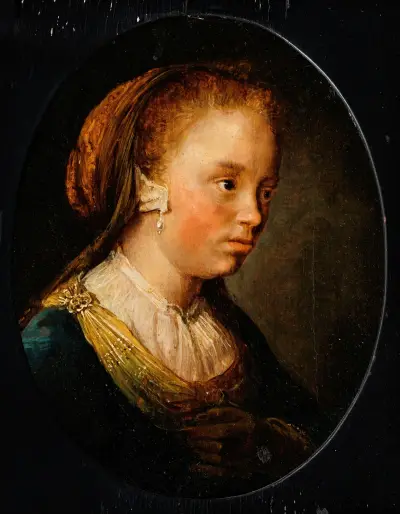 Portrait of a young girl av Gerrit Dou