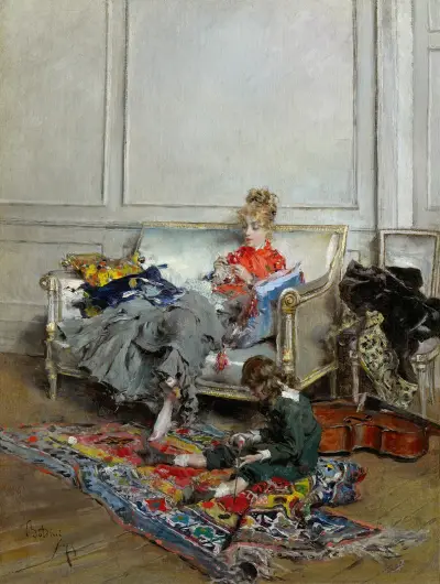 Young Woman Crocheting, Giovanni Boldini