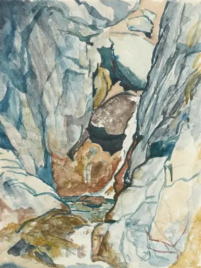 Górski wąwóz z wodospadem, Giovanni Giacometti