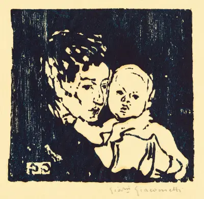 Mutter und Kind l. – Annetta mit Bruno av Giovanni Giacometti